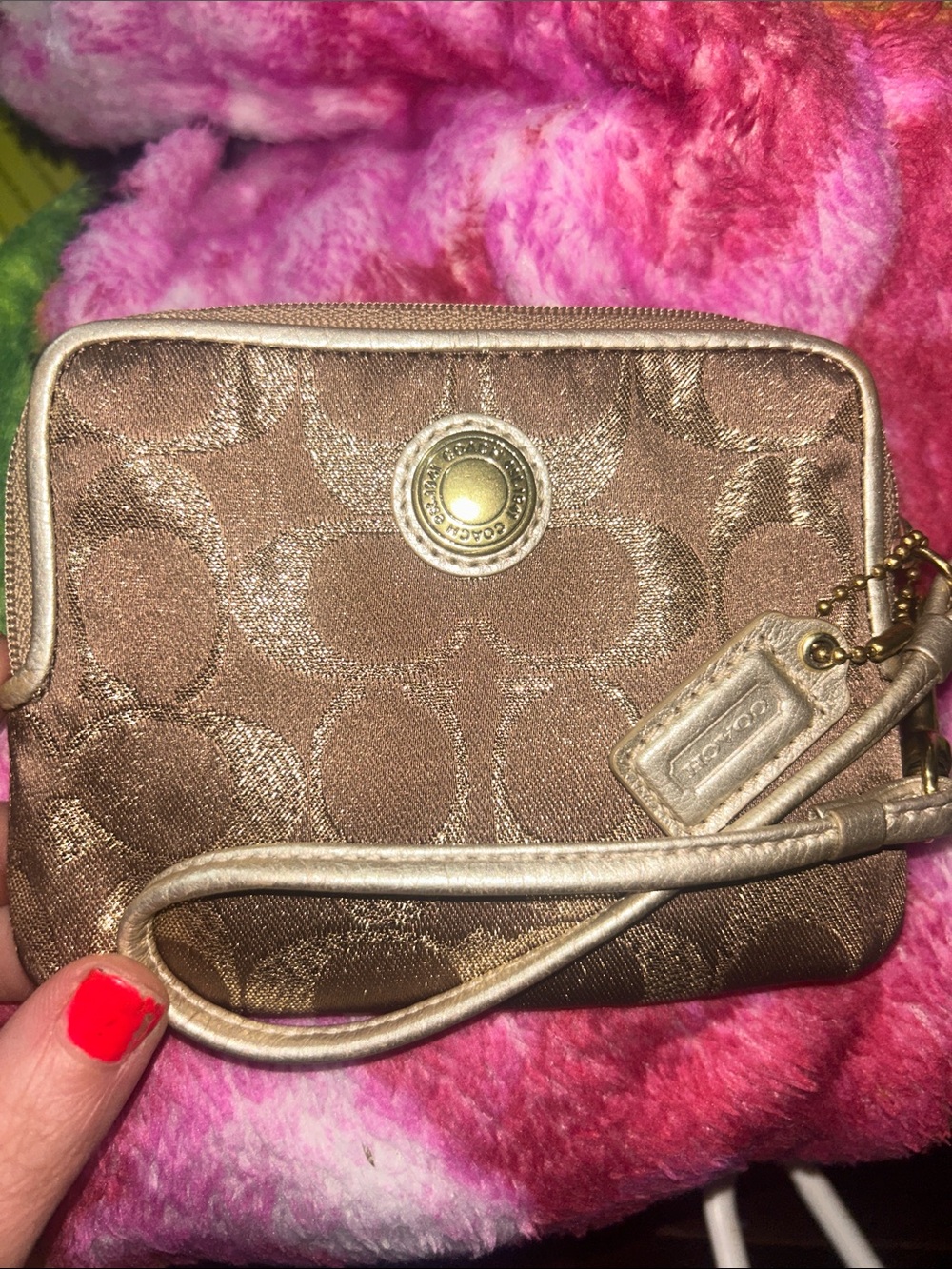 Vintage Y2K coach monogram canvas wristlet